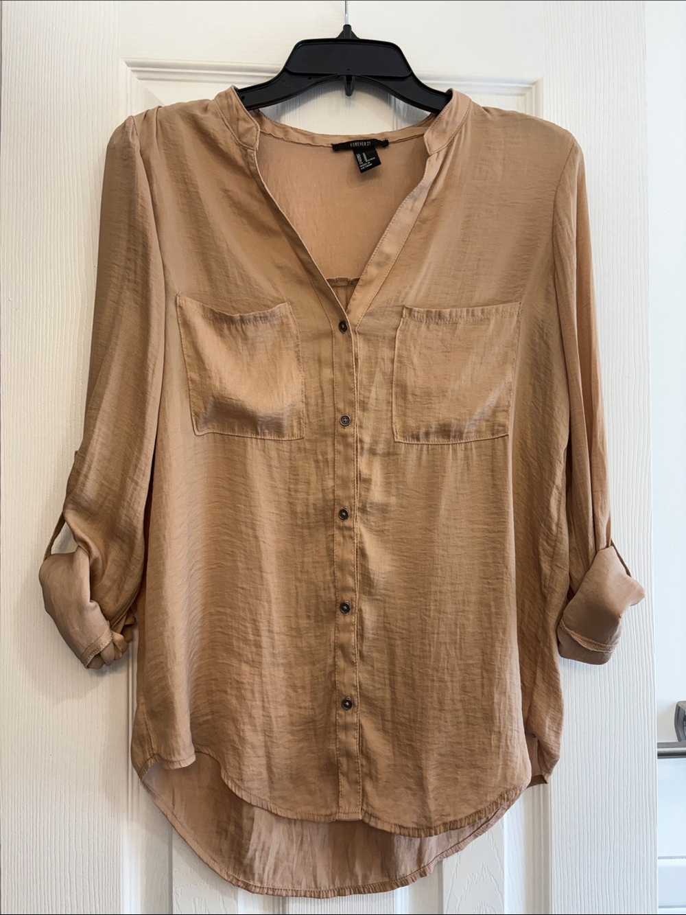 Forever 21 Beige Button-Front Women's Shirt